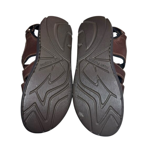 Hush Puppies Cross-Shore Sandals Men 15EW Fisherman Leather Brown Hook Loop Wide main image 8